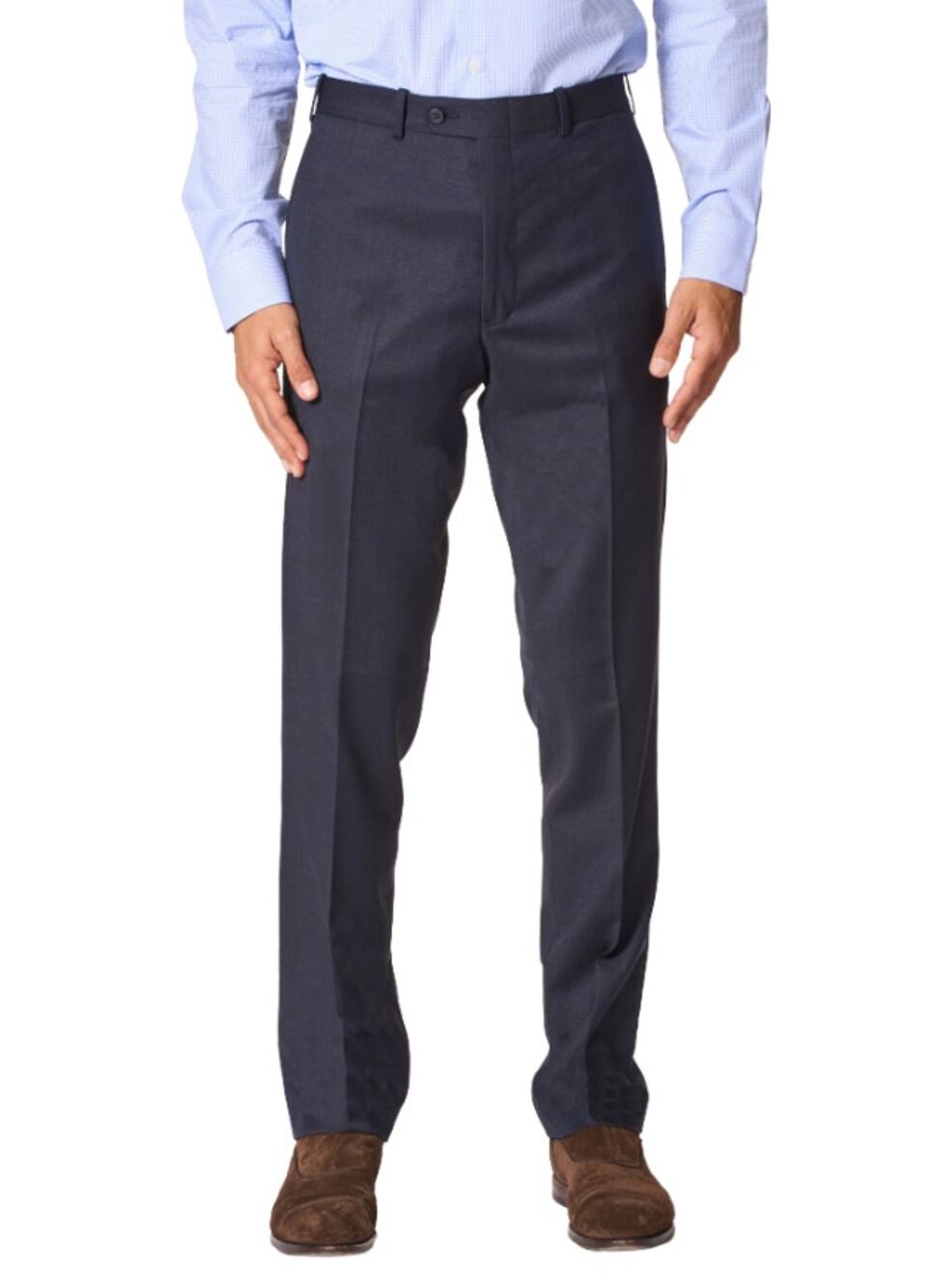 JB BRITCHES Men's Torino Trousers 34R Navy Blue Wool-Stretch Twill NWOT